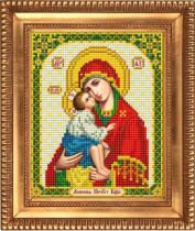 Рисунок на ткани для вышивки бисером И-5055 Пресвятая Богородица Донская 13,5х17см